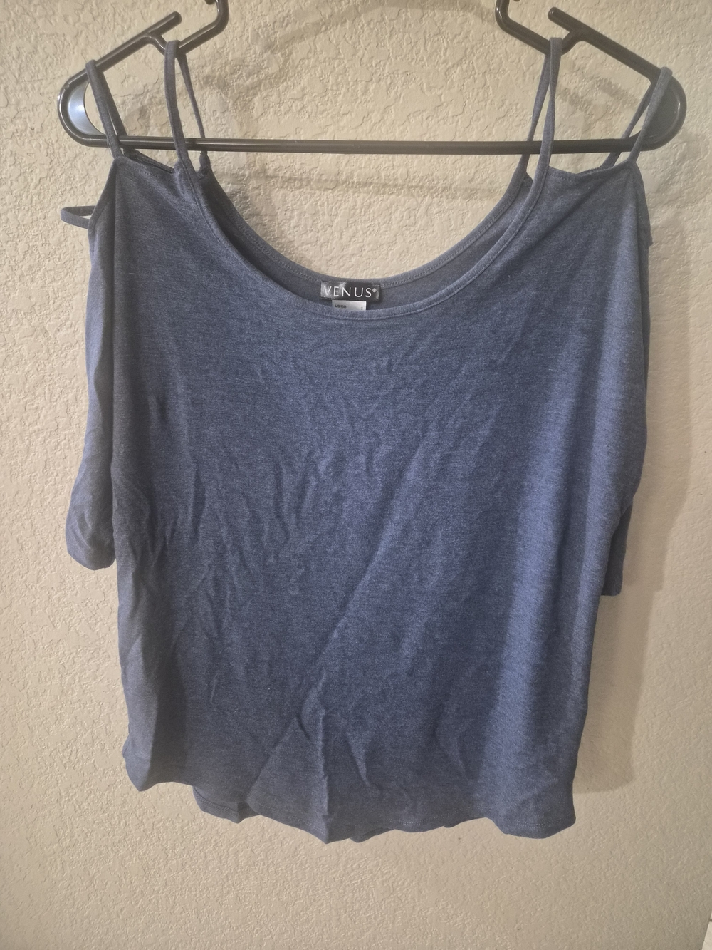 VENUS Blue Cold-Shoulder Camisole with Multiple Spaghetti Straps